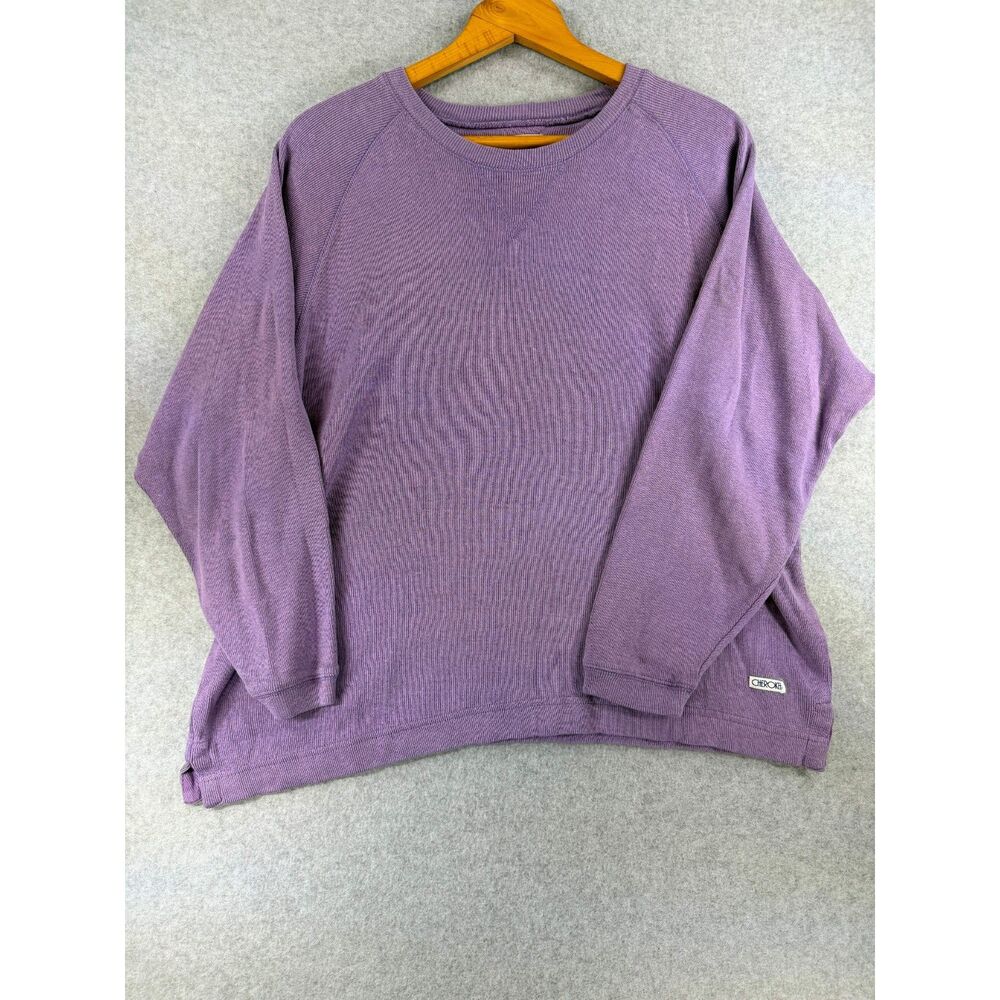 Cherokee Women’s Large Purple Ribbed Crewneck Pullover Sweatshirt 3620